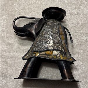 10.5” H elephant candle holder
